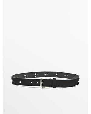 MASSIMO DUTTI Opengewerkte Riem Met Studs - Wit