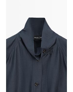 MASSIMO DUTTI Fluid Bomber Jacket With Gathered Detail - Black