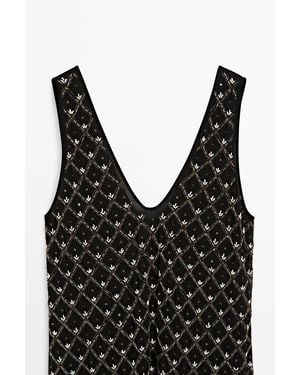 MASSIMO DUTTI Mini Dress With Bead Detail - Black