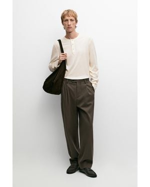 MASSIMO DUTTI Wide-Leg Darted Trousers - Brown