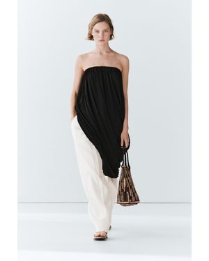 MASSIMO DUTTI Strapless Flowing Top - Black