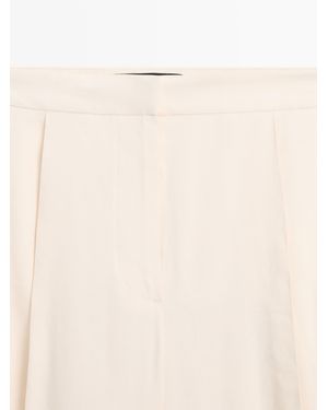 MASSIMO DUTTI Flowing Barrel Fit Pants - White