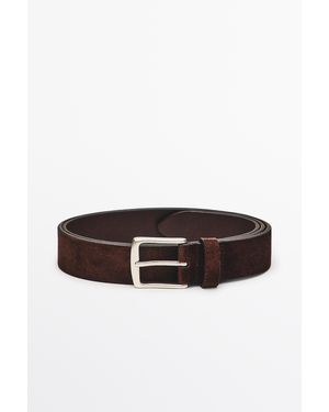 MASSIMO DUTTI Plush Nappa Leather Belt - Brown