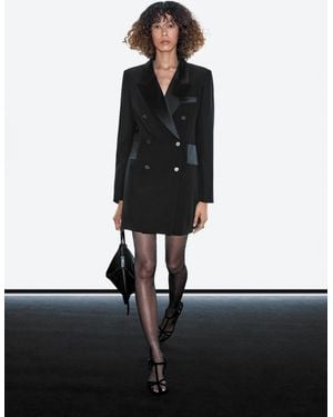 MASSIMO DUTTI Blazer-Style Dress With Satin Detail - Black