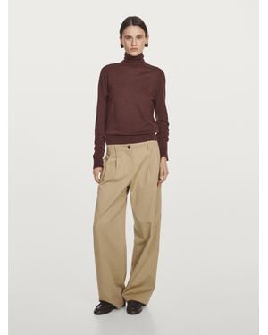 MASSIMO DUTTI Jersey Punto Cuello Alto Con Lana - Neutro