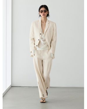 MASSIMO DUTTI Americana Traje Con Lino - Blanco