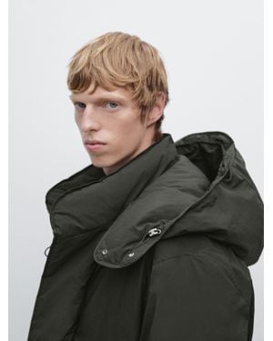 MASSIMO DUTTI Short Quilted Puffer Parka - Black
