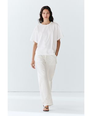 MASSIMO DUTTI 100% Cotton Short Sleeve T-Shirt - White