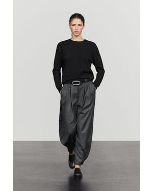 MASSIMO DUTTI Wool Blend Knit Sweater With Round Neck - Black
