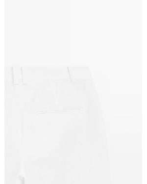 MASSIMO DUTTI Slim Fit Linen Blend Pants - White