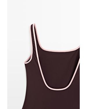 MASSIMO DUTTI Contrast Plain Swimsuit - Purple