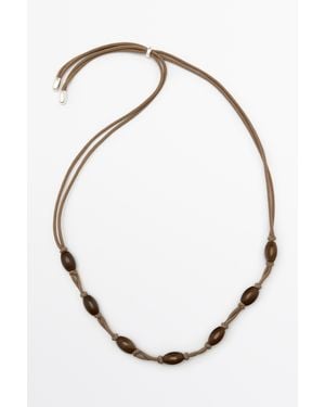 MASSIMO DUTTI Gem-Effect Bead Cord Necklace - White