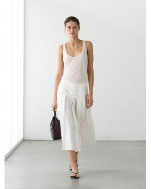 MASSIMO DUTTI Midi Skirt With Box Pleats - White