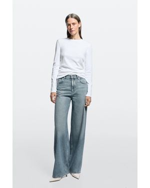 MASSIMO DUTTI High-Waist Wide-Leg Jeans - Blue