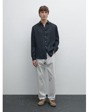MASSIMO DUTTI Camisa Regular Fit 100% Lino - Gris