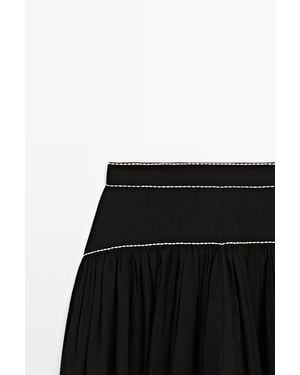 MASSIMO DUTTI Flowing Contrast Pants - Black