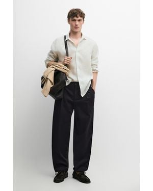 MASSIMO DUTTI Cotton Pants With Darts - White