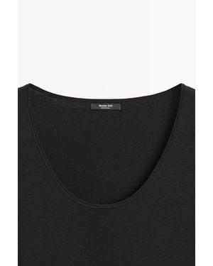 MASSIMO DUTTI Midi Dress With Sleeve Detail - Black