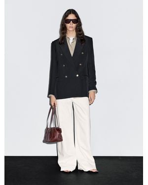 MASSIMO DUTTI Wool Blend Blazer With Buttons - White