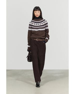 MASSIMO DUTTI Wool-Blend Jacquard Knit Jumper - Brown