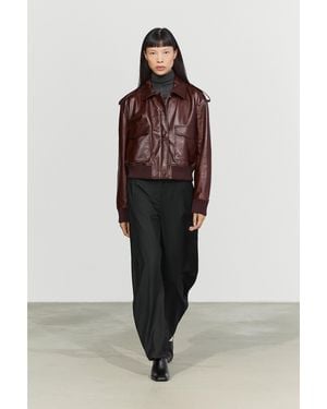 MASSIMO DUTTI Nappa Leather Bomber Jacket With Pockets - Multicolour