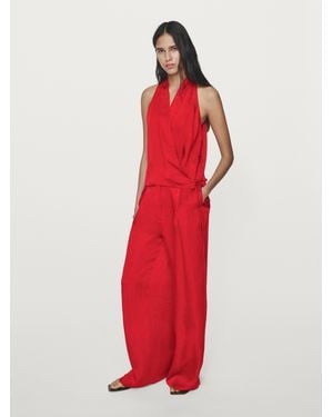 MASSIMO DUTTI Flowing Palazzo Pants - Red