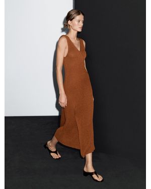 MASSIMO DUTTI Vestido Largo Punto Cruzado - Negro