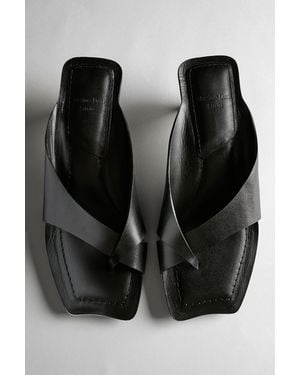 MASSIMO DUTTI Leather Heeled Sandals - Black