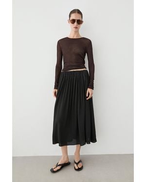 MASSIMO DUTTI Falda Midi Plisada - Negro
