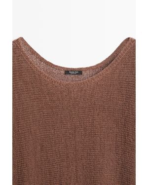 MASSIMO DUTTI Cotton Knit Belted Jumper - Brown