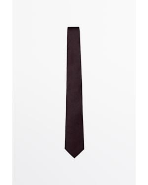 MASSIMO DUTTI 100% Silk Textured Tie - Blue
