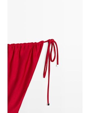 MASSIMO DUTTI Shimmer Side-Tie Bikini Bottoms - Red