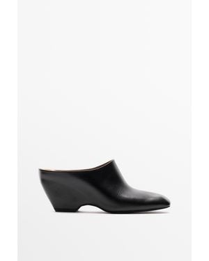 MASSIMO DUTTI Instapper Met Sleehak Van Leer En Canvas - Wit
