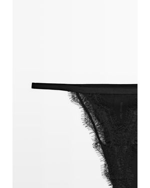 MASSIMO DUTTI Thong With Lace Detail - Black