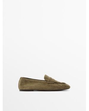 MASSIMO DUTTI Soft Split Leather Loafers - Multicolor