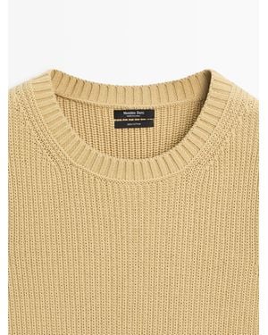 MASSIMO DUTTI Chaleco Punto Cuello Redondo Algodón - Verde