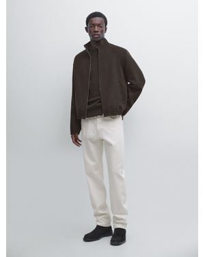 MASSIMO DUTTI High-Neck Wool Blend Jacket - Multicolour