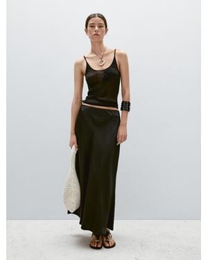 MASSIMO DUTTI Fließender Midirock - Schwarz