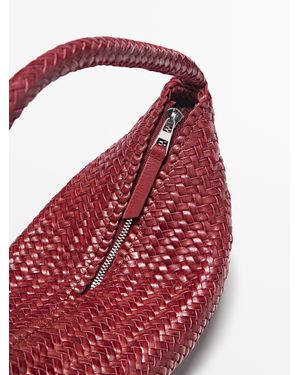 MASSIMO DUTTI Bolso Trenzado Piel Napa - Rojo