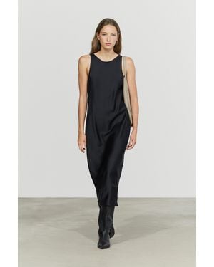 MASSIMO DUTTI Vestito Midi Satinato Crinkle - Nero