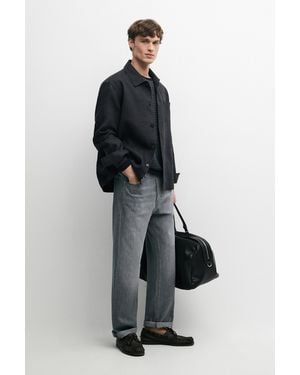 MASSIMO DUTTI Total Look Linen Overshirt With Pocket Details - Blue