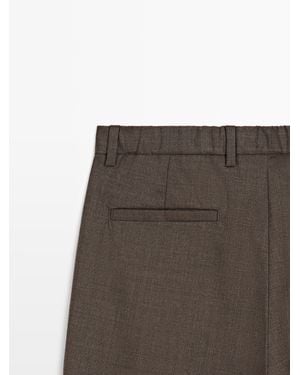 MASSIMO DUTTI Wool Darted Trousers - White