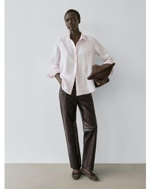 MASSIMO DUTTI Fließendes Hemd Aus 100 Leinen - Grau