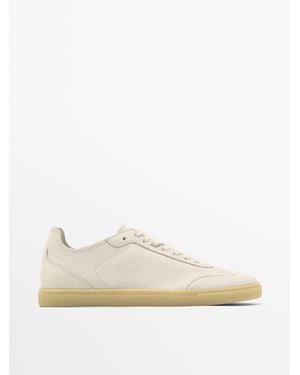 MASSIMO DUTTI Sneaker Nappaleder - Eisgrau - 40 - Weiß