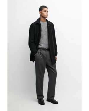 MASSIMO DUTTI Technical Fabric Trench Coat - Black