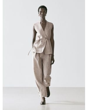 MASSIMO DUTTI Double-Breasted Suit Waistcoat - White