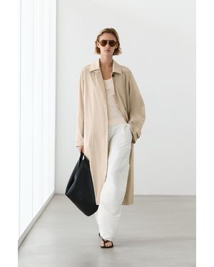 MASSIMO DUTTI Long Flowing Trench Coat - Natural