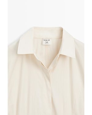 MASSIMO DUTTI Vestido Largo Camisero Vuelo - Neutro