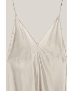 MASSIMO DUTTI Lingerie V-Neck Midi Dress - Natural
