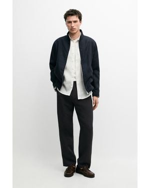 MASSIMO DUTTI Chaqueta Bómber Lino - Azul